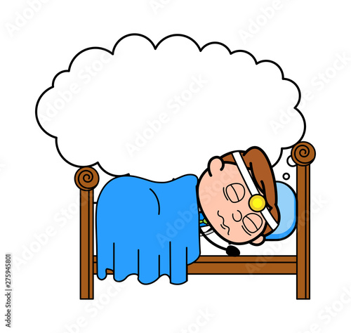 Sleeping and Dreaming - Professional Cartoon Doctor Vector Illustration