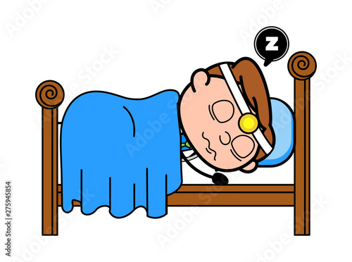 Tired Doctor Sleeping - Professional Cartoon Doctor Vector Illustration
