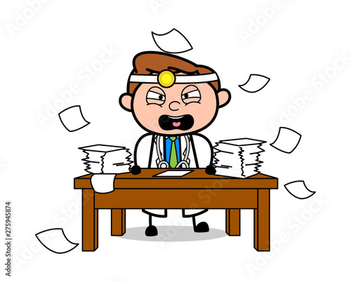 Frustrated Doctor - Professional Cartoon Doctor Vector Illustration