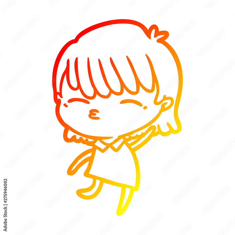 warm gradient line drawing cartoon woman warm gradient line drawing cartoon woman