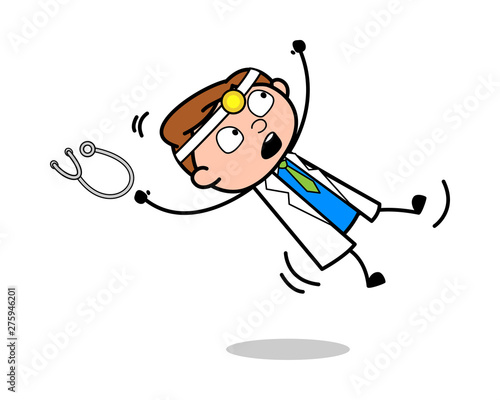 Fall Down - Professional Cartoon Doctor Vector Illustration
