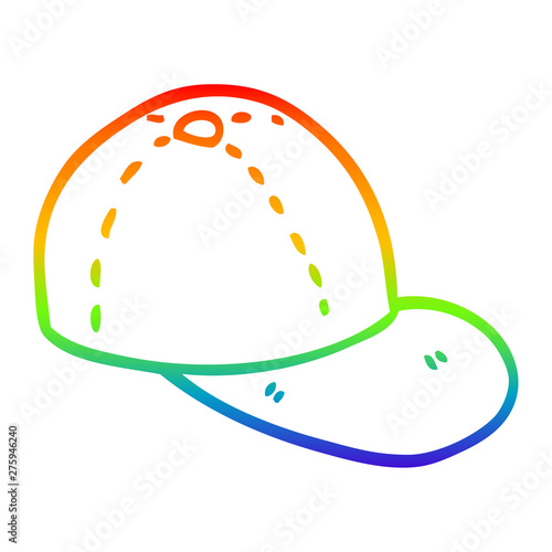 rainbow gradient line drawing cartoon peaked cap