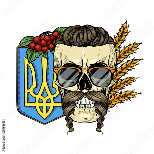Skull with Ukrainian symbols