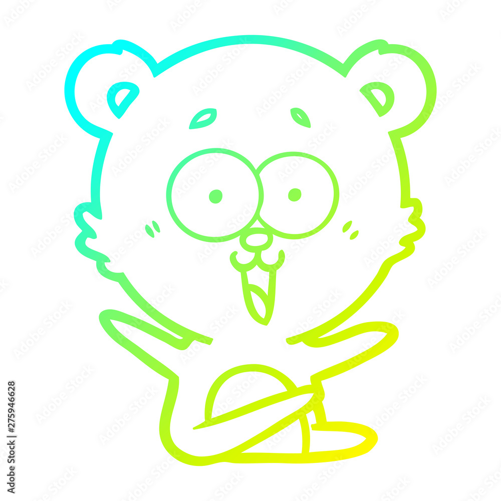cold gradient line drawing laughing teddy bear cartoon cold gradient line drawing laughing teddy bear cartoon