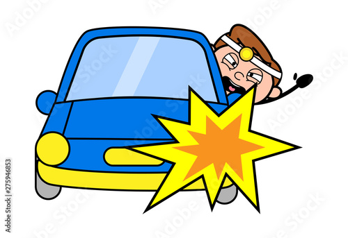 Car Accident - Professional Cartoon Doctor Vector Illustration