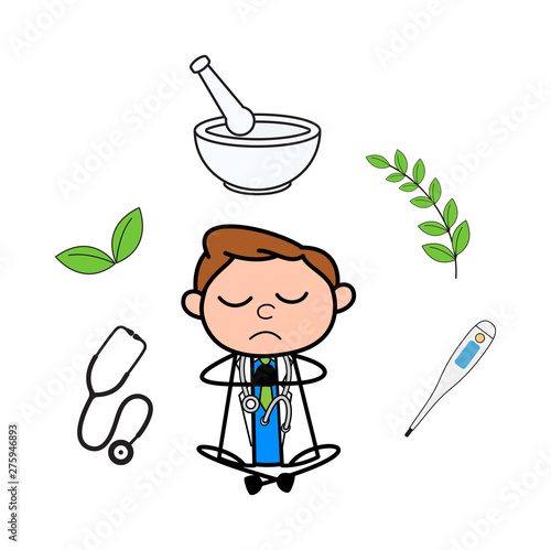 Ayurvedic Treatment - Professional Cartoon Doctor Vector Illustration