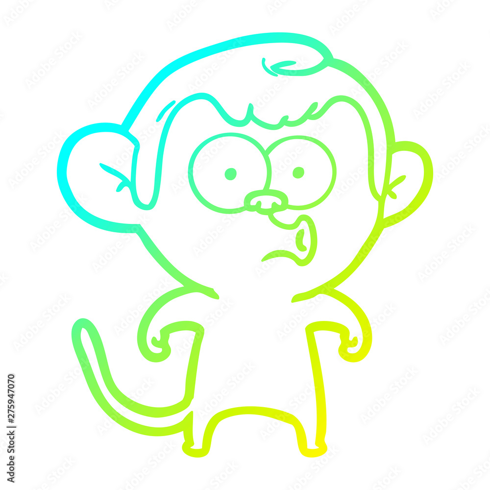 Obraz premium cold gradient line drawing cartoon hooting monkey