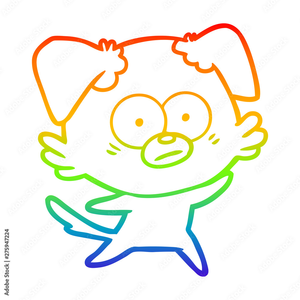 Fototapeta premium rainbow gradient line drawing nervous dog cartoon