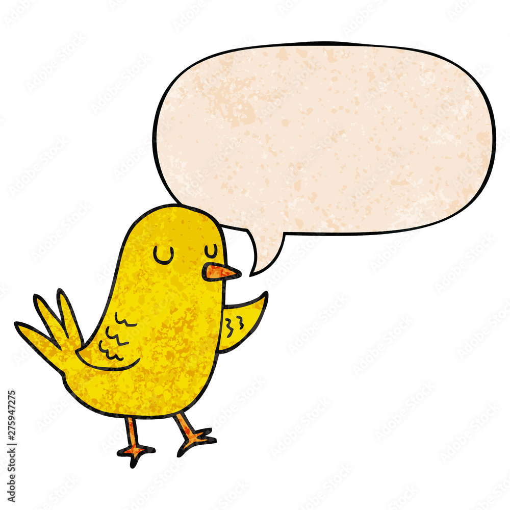cartoon bird and speech bubble in retro texture style cartoon bird and speech bubble in retro texture style