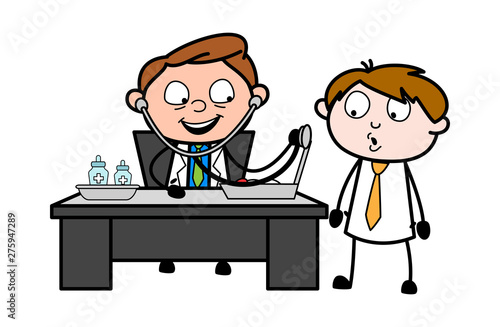Doctor Giving Treatment to The Patient - Professional Cartoon Doctor Vector Illustration