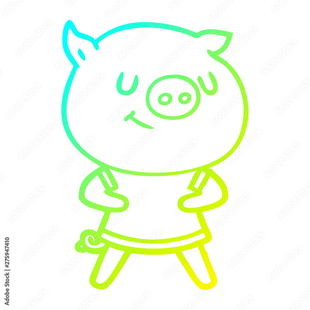 cold gradient line drawing happy cartoon pig cold gradient line drawing happy cartoon pig