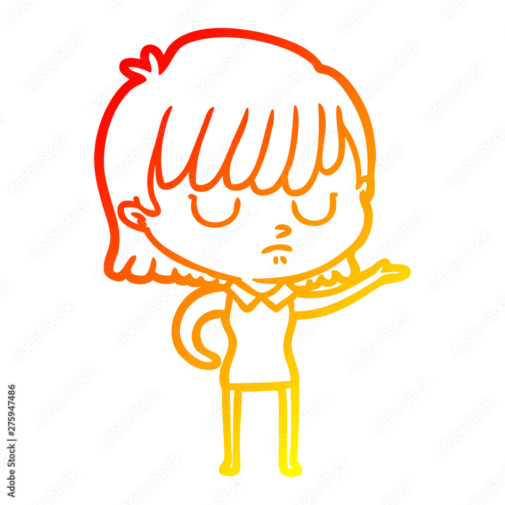 warm gradient line drawing cartoon woman warm gradient line drawing cartoon woman