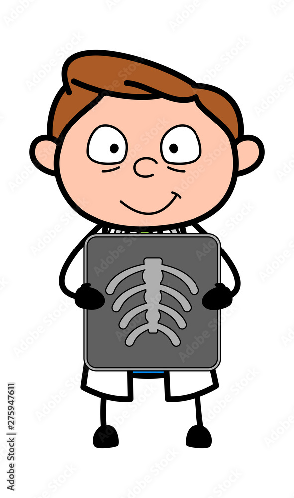 Holding a X-ray Report - Professional Cartoon Doctor Vector Illustration
