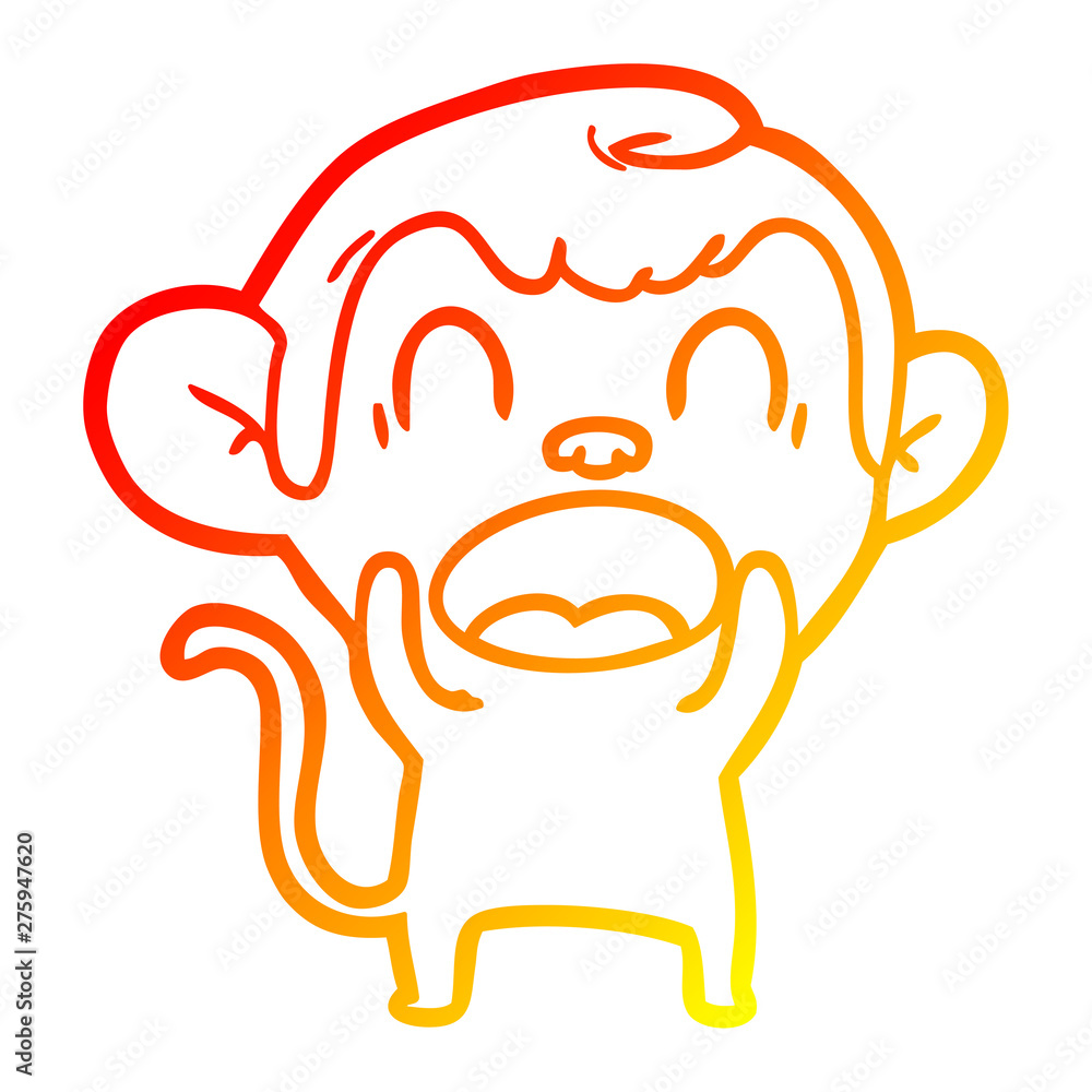Obraz premium warm gradient line drawing shouting cartoon monkey