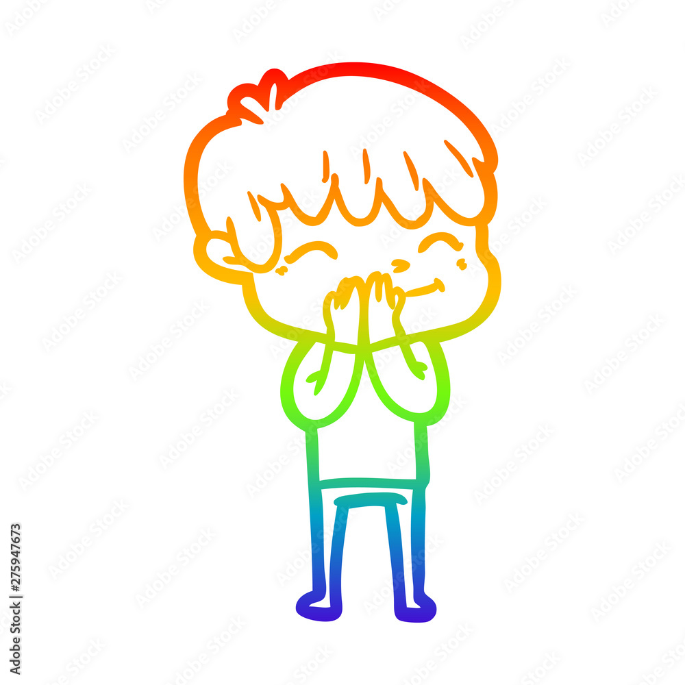 rainbow gradient line drawing cartoon happy boy rainbow gradient line drawing cartoon happy boy