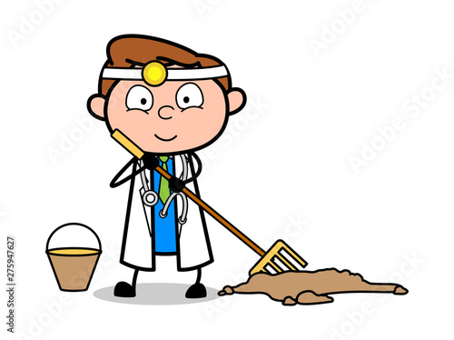 Brooming - Professional Cartoon Doctor Vector Illustration