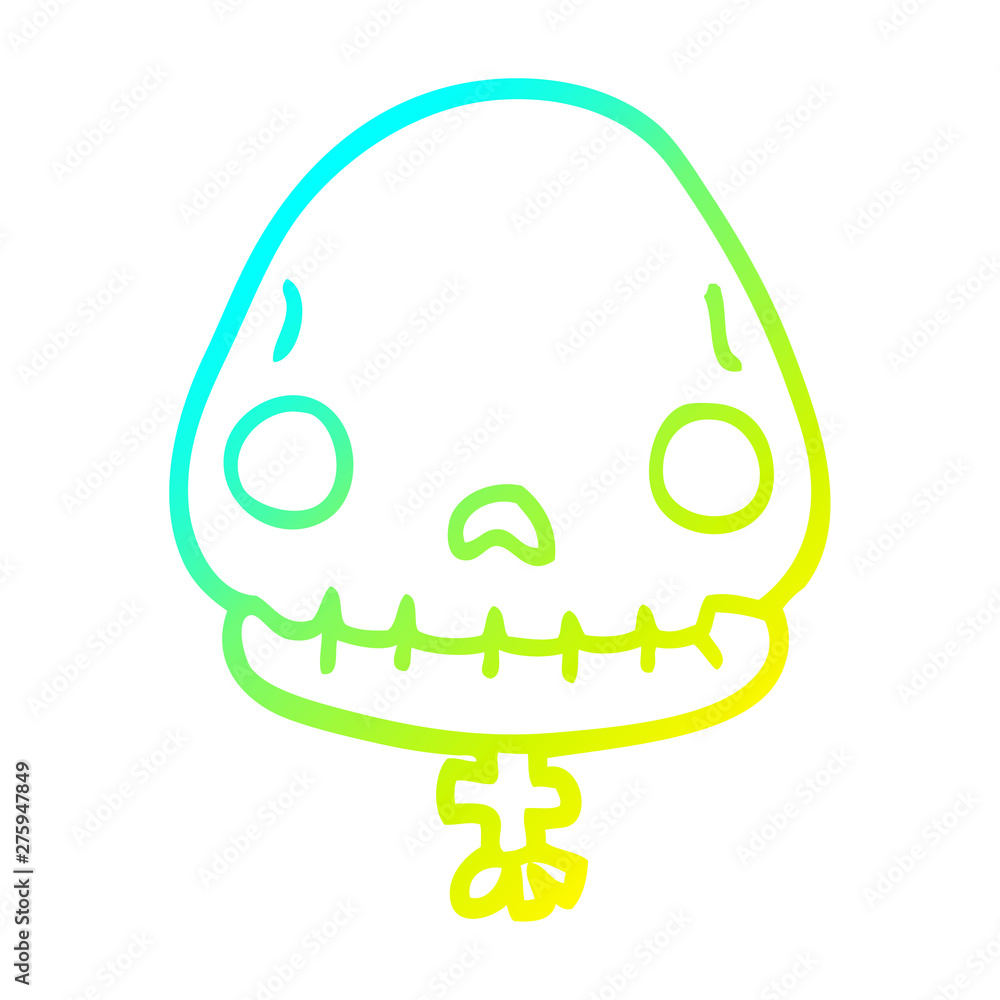 Obraz premium cold gradient line drawing cartoon halloween skull
