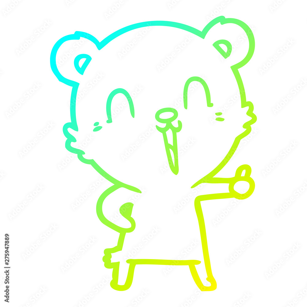 cold gradient line drawing happy laughing cartoon bear