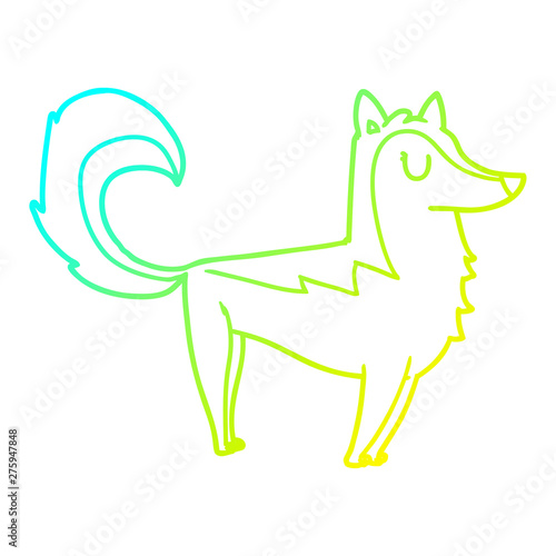 cold gradient line drawing cartoon husky