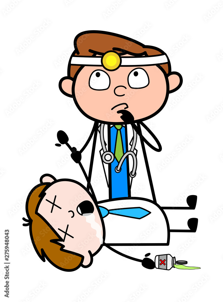 Doctor Doing Checkup of Unconscious Patient - Professional Cartoon Doctor  Vector Illustration Stock Vector | Adobe Stock