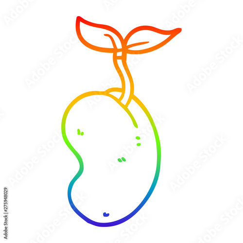 rainbow gradient line drawing cartoon sprouting seed