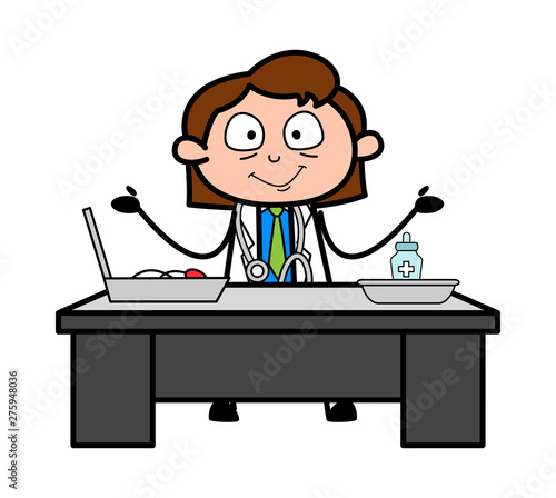 Confused About the Medicines - Professional Cartoon Doctor Vector Illustration