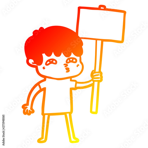 warm gradient line drawing cartoon curious man