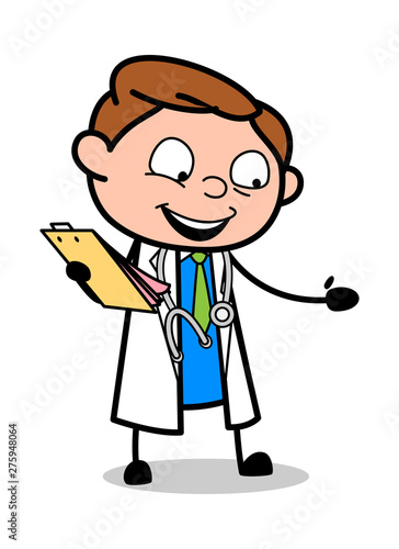 Announcing Medical Result - Professional Cartoon Doctor Vector Illustration