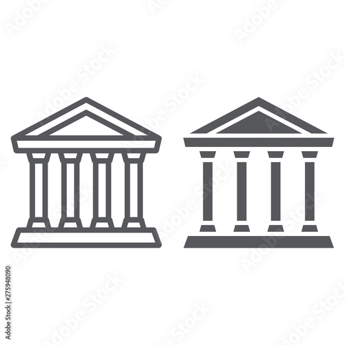 Bank line and glyph icon, building and architecture, courthouse sign, vector graphics, a linear pattern on a white background.