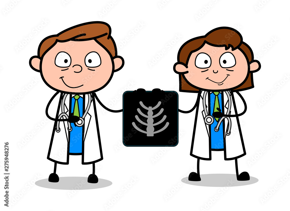 Showing X-Ray Report - Professional Cartoon Doctor Vector Illustration Showing X-Ray Report - Professional Cartoon Doctor Vector Illustration