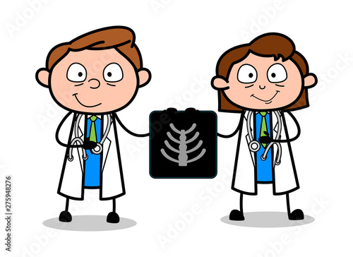Showing X-Ray Report - Professional Cartoon Doctor Vector Illustration