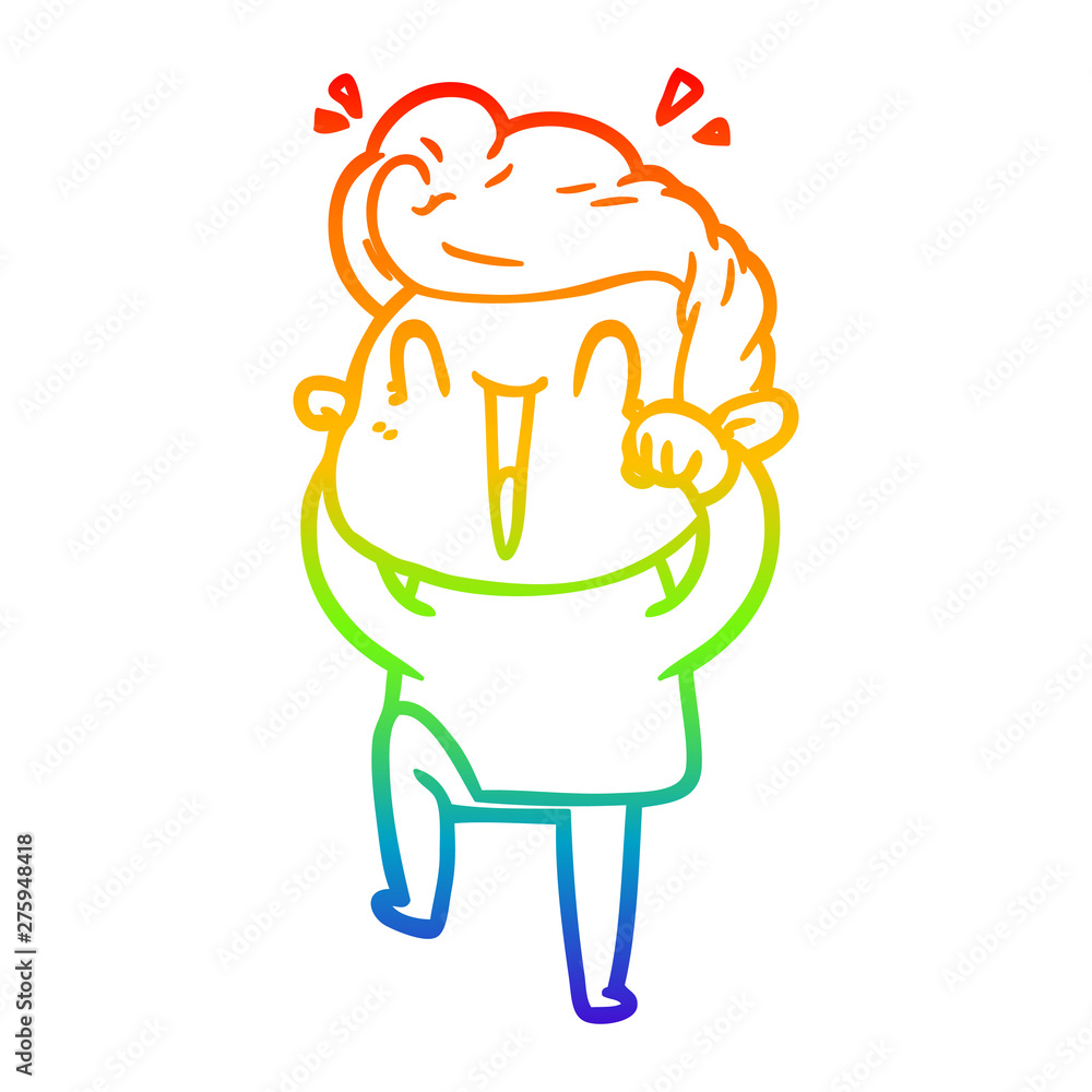 Obraz premium rainbow gradient line drawing cartoon excited man