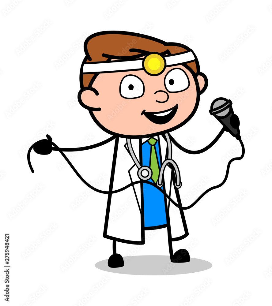 Announcing - Professional Cartoon Doctor Vector Illustration Announcing - Professional Cartoon Doctor Vector Illustration