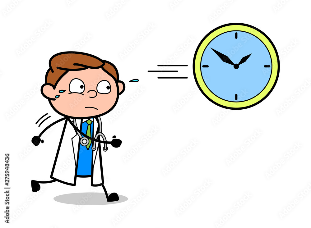 Time Run Out - Professional Cartoon Doctor Vector Illustration Time Run Out - Professional Cartoon Doctor Vector Illustration