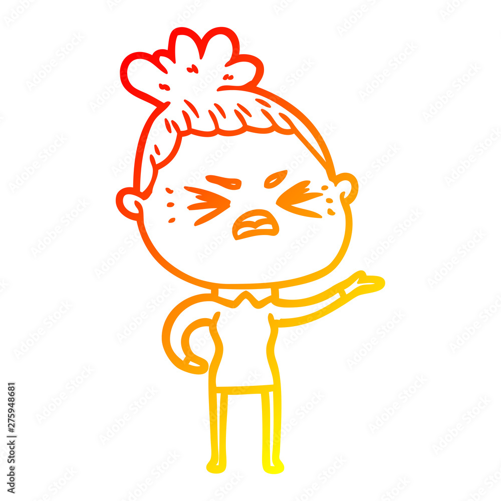 warm gradient line drawing cartoon angry woman warm gradient line drawing cartoon angry woman