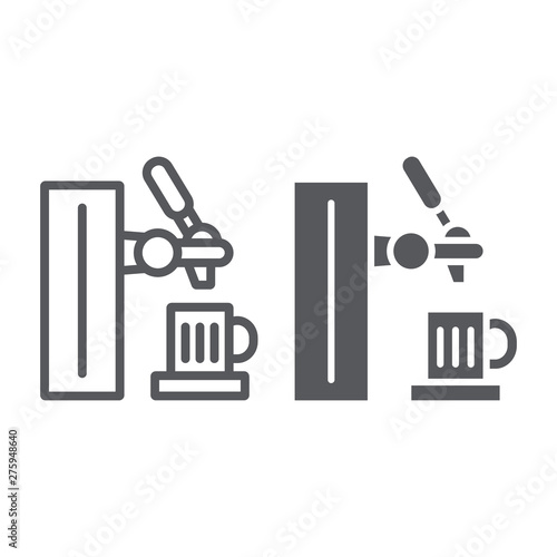 Beer tap line and glyph icon, beverage and brewery, bar tap sign, vector graphics, a linear pattern on a white background.