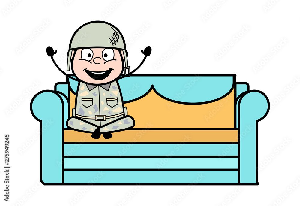 Joyful - Cute Army Man Cartoon Soldier Vector Illustration