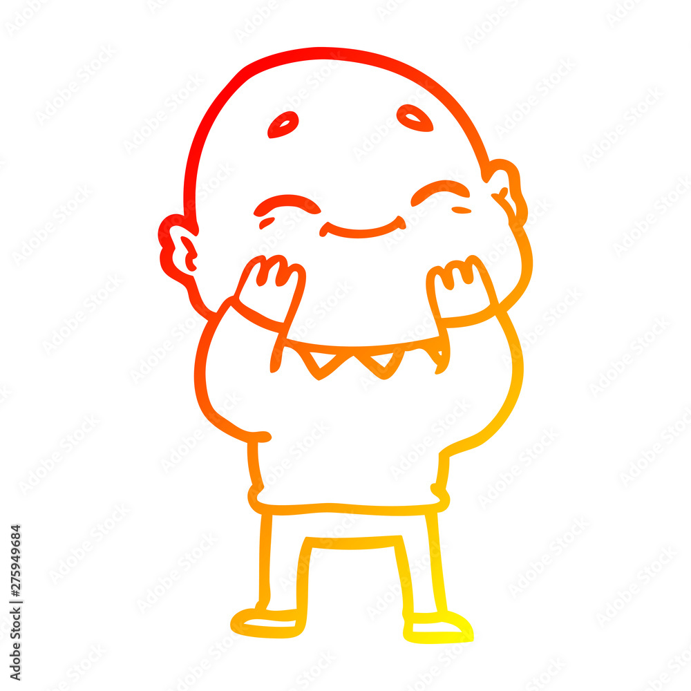 Fototapeta premium warm gradient line drawing happy cartoon bald man