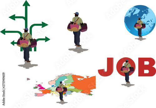 venditore di colore in viaggio per l'europa per lavoro
