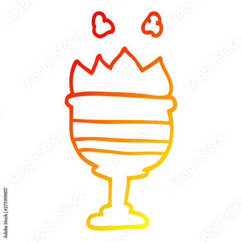 warm gradient line drawing cartoon flaming goblet