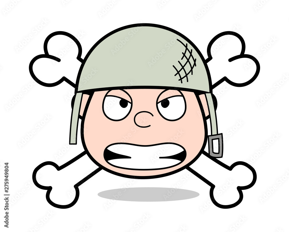 Danger Face - Cute Army Man Cartoon Soldier Vector Illustration Danger Face - Cute Army Man Cartoon Soldier Vector Illustration