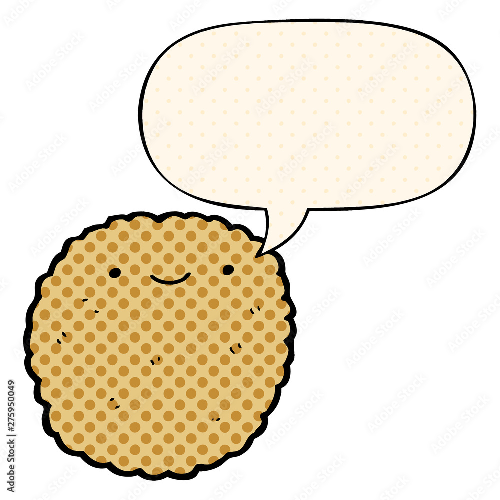 cartoon biscuit and speech bubble in comic book style cartoon biscuit and speech bubble in comic book style