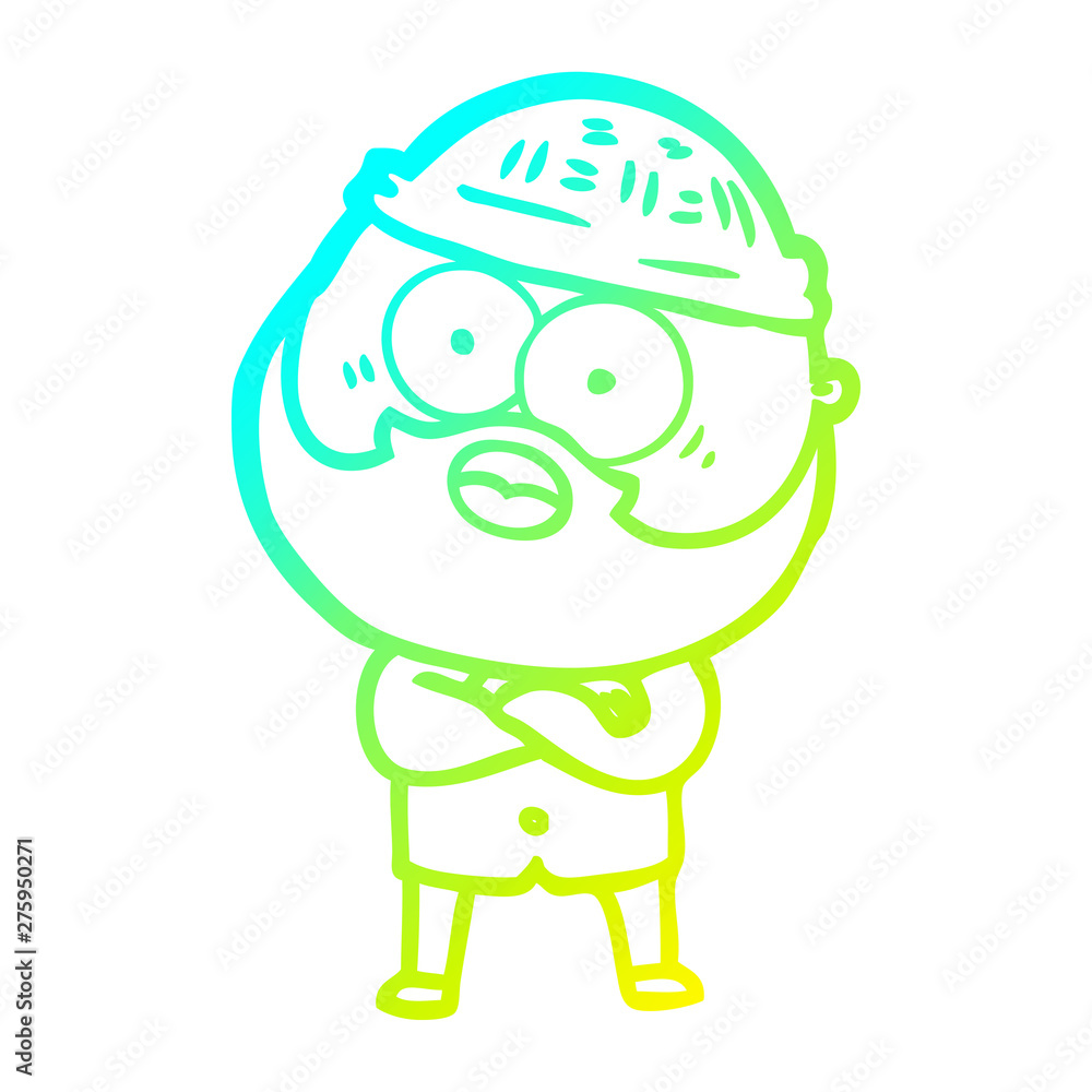 cold gradient line drawing cartoon bearded man cold gradient line drawing cartoon bearded man