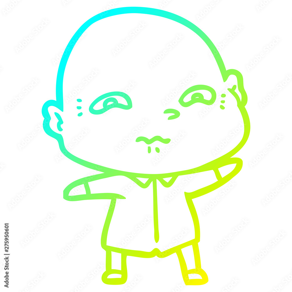 cold gradient line drawing cartoon nervous man cold gradient line drawing cartoon nervous man