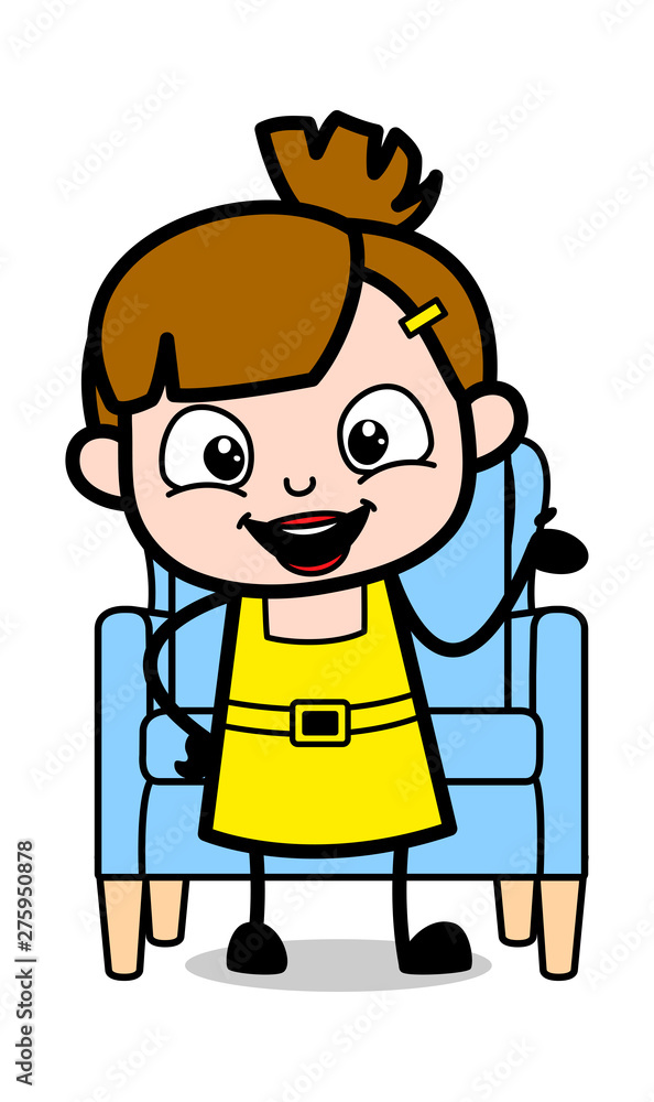 Presenting Gesture - Cute Girl Cartoon Character Vector Illustration Presenting Gesture - Cute Girl Cartoon Character Vector Illustration