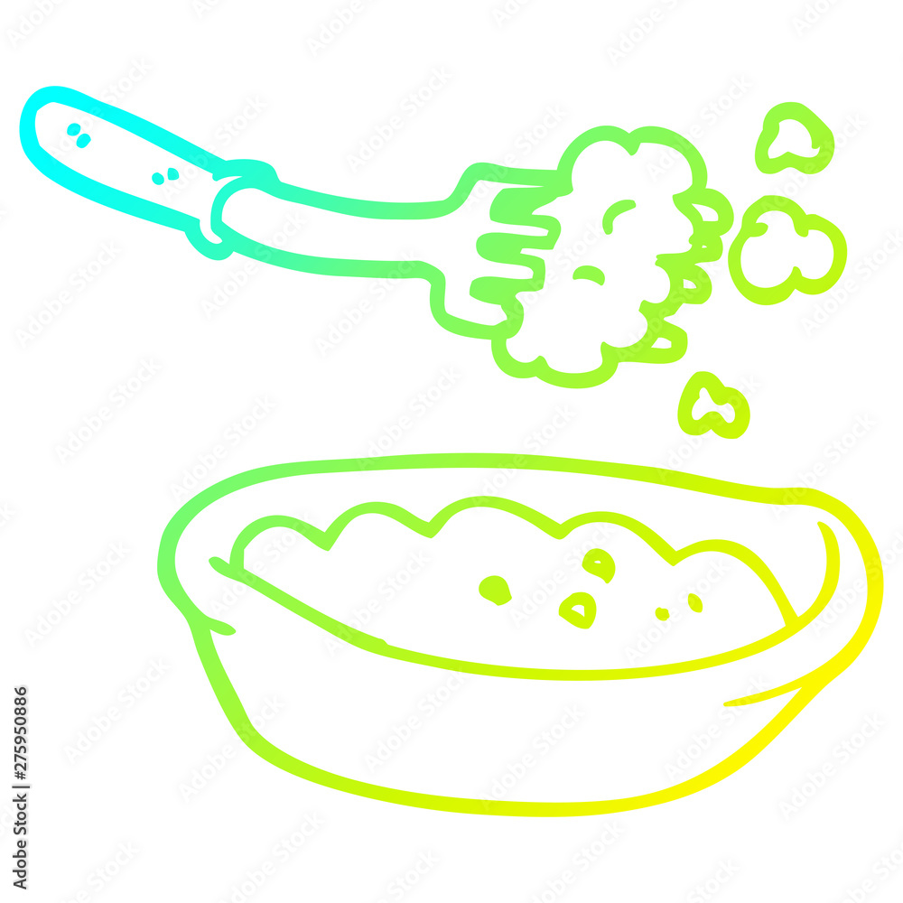 cold gradient line drawing cartoon bowl of food