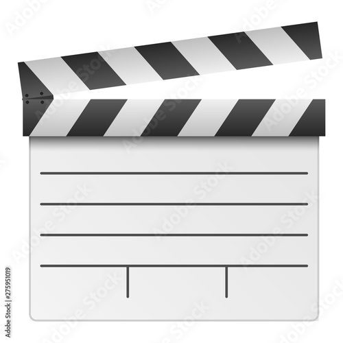 movie and film white clapperboard icon on white transparent background. Art design cinema slate board template. Abstract concept graphic filmmaking element