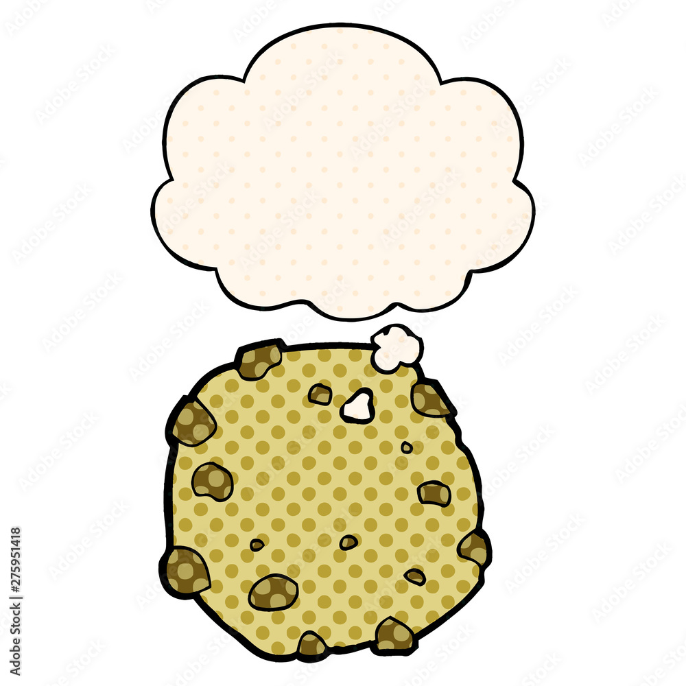 cartoon cookie and thought bubble in comic book style cartoon cookie and thought bubble in comic book style