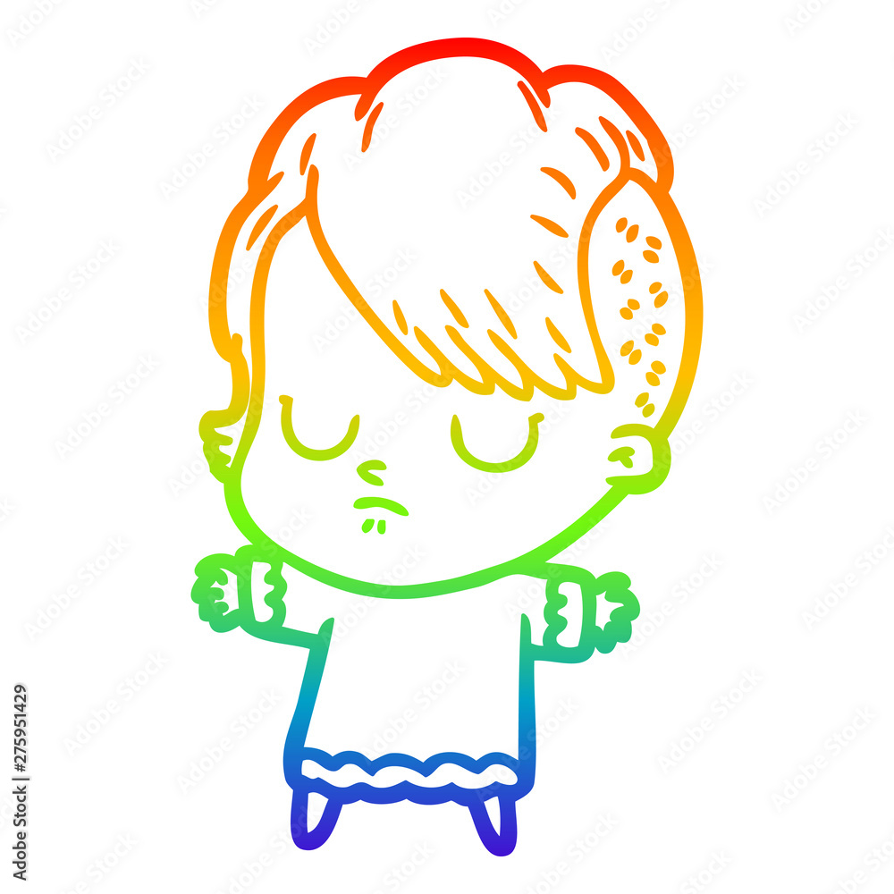 rainbow gradient line drawing cartoon woman rainbow gradient line drawing cartoon woman