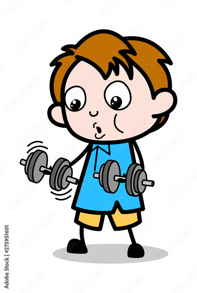 A Kid Doing Exercise - School Boy Cartoon Character Vector Illustration A Kid Doing Exercise - School Boy Cartoon Character Vector Illustration